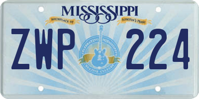 MS license plate ZWP224