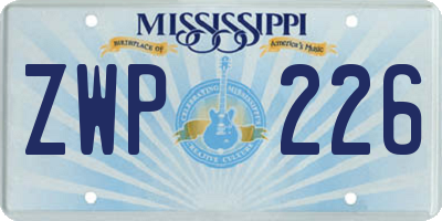 MS license plate ZWP226