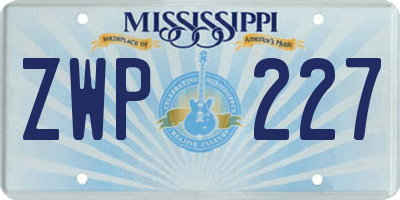 MS license plate ZWP227