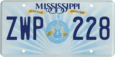 MS license plate ZWP228