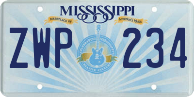 MS license plate ZWP234