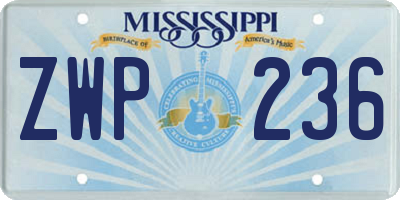 MS license plate ZWP236
