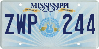 MS license plate ZWP244