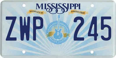 MS license plate ZWP245