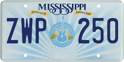 MS license plate ZWP250