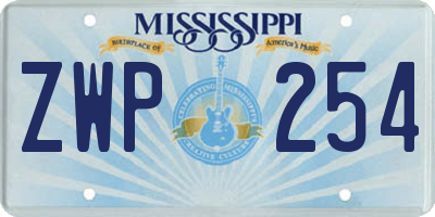 MS license plate ZWP254