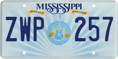 MS license plate ZWP257