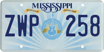 MS license plate ZWP258