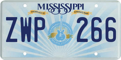 MS license plate ZWP266