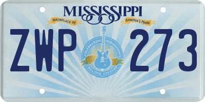 MS license plate ZWP273