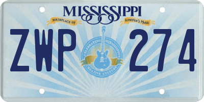 MS license plate ZWP274