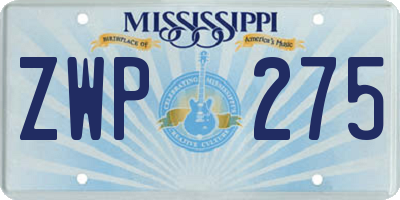 MS license plate ZWP275