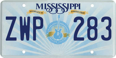 MS license plate ZWP283