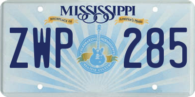 MS license plate ZWP285