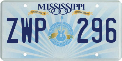 MS license plate ZWP296