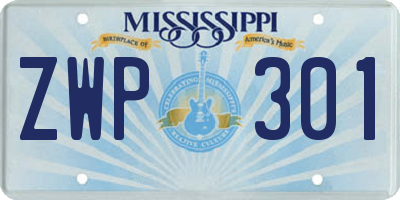 MS license plate ZWP301