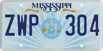 MS license plate ZWP304