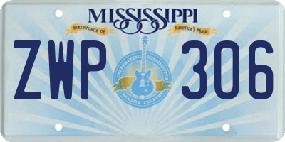 MS license plate ZWP306