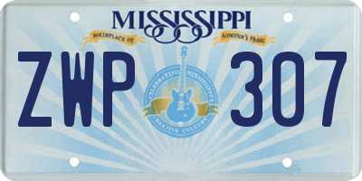 MS license plate ZWP307