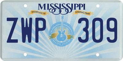 MS license plate ZWP309