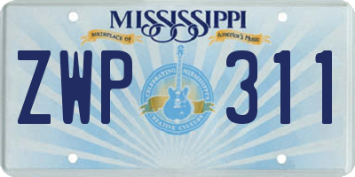 MS license plate ZWP311