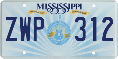 MS license plate ZWP312