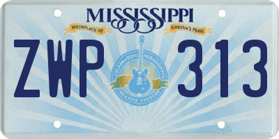 MS license plate ZWP313
