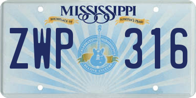 MS license plate ZWP316