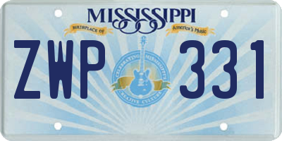 MS license plate ZWP331