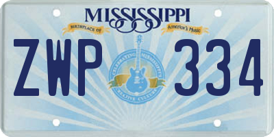 MS license plate ZWP334