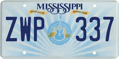 MS license plate ZWP337