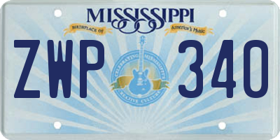MS license plate ZWP340