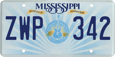 MS license plate ZWP342