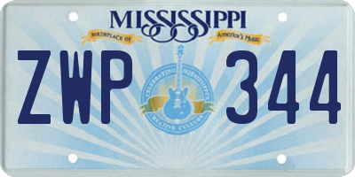 MS license plate ZWP344