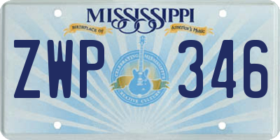 MS license plate ZWP346
