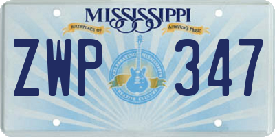 MS license plate ZWP347
