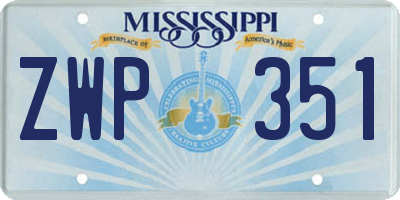 MS license plate ZWP351