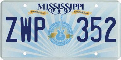 MS license plate ZWP352