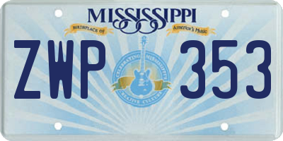 MS license plate ZWP353