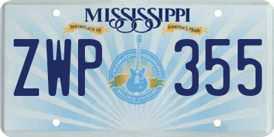 MS license plate ZWP355
