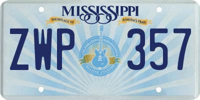 MS license plate ZWP357