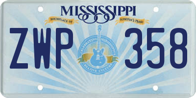 MS license plate ZWP358