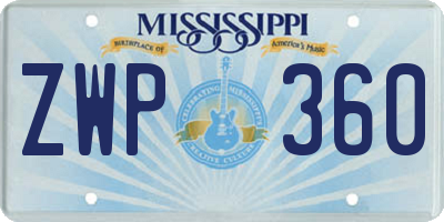 MS license plate ZWP360