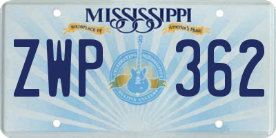 MS license plate ZWP362