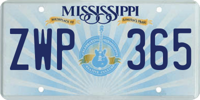 MS license plate ZWP365