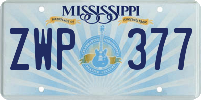 MS license plate ZWP377