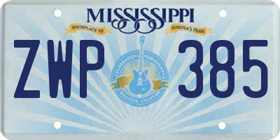 MS license plate ZWP385