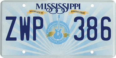 MS license plate ZWP386