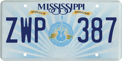 MS license plate ZWP387