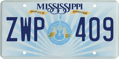 MS license plate ZWP409